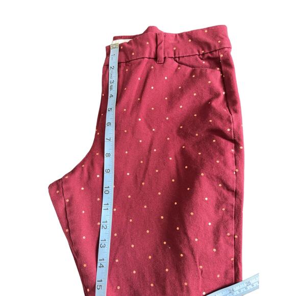 Old Navy Burgundy Rose Gold Polka Dot Mid-Rise Pixie Ankle Pants Size 14 Petite - Picture 12 of 14